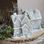 Weihnachtskerze, graues Haus aus Wachs, 3D Motivkerze