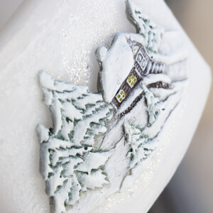 Winterlandschaft Wachs Windlicht mit einem Teelicht, Weihnachtskerze