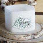 Winterlandschaft Wachs Windlicht mit einem Teelicht, Weihnachtskerze