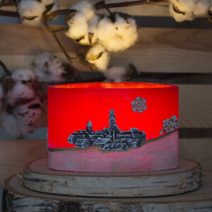 Windlicht zu Weihnachten für ein Teelicht, Lampion aus Wachs