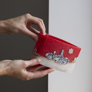 Windlicht zu Weihnachten für ein Teelicht, Lampion aus Wachs