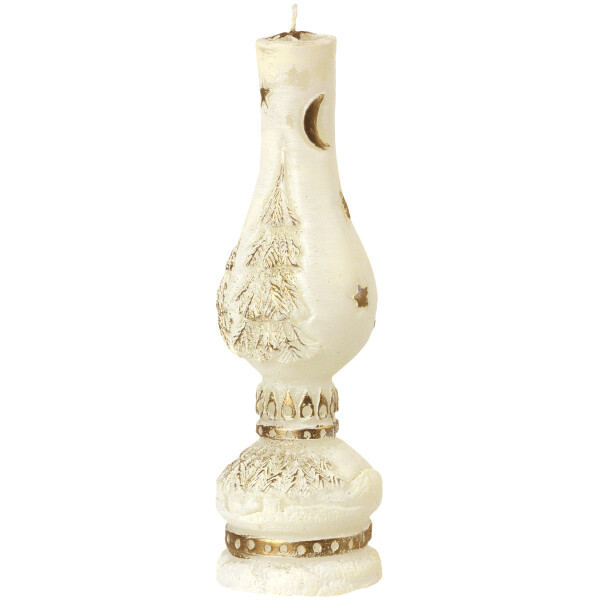 Weihnachtslampe aus Wachs, Figurenkerze, Weihnachtskerze in Creme