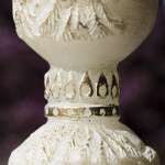 Weihnachtslampe aus Wachs, Figurenkerze, Weihnachtskerze in Creme