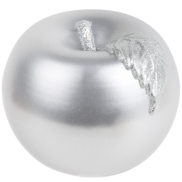 Glänzende Apfel Kugelkerze in Silber, handgefertigt