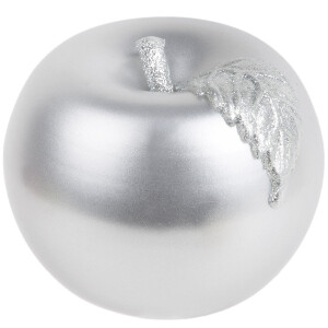 Glänzende Apfel Kugelkerze in Silber, handgefertigt
