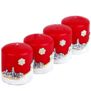 Stilsichere Stumpenkerze mit Winterlandschaft 8 x 9 cm