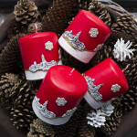 Stilsichere Stumpenkerze mit Winterlandschaft 8 x 9 cm