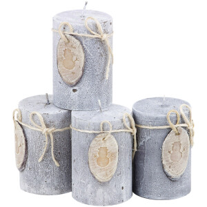 Stumpenkerze mit Wachsmotiv, Steinoptik, Kerze aus Wachs, Wachskerze