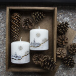 Winterliche 3D-Kerze mit Schneelandschaft, 8 x 9 cm
