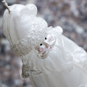 Weihnachtsmann aus Wachs, Perlmutt, wunderschöne Weihnachtskerze