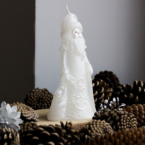 Weihnachtsmann aus Wachs, Perlmutt, wunderschöne Weihnachtskerze