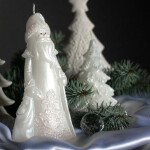 Weihnachtsmann aus Wachs, Perlmutt, wunderschöne Weihnachtskerze