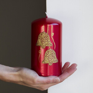 Dicke Weihnachtskerze, Kerze zu Weihnachten mit Glocken aus Wachs