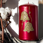 Dicke Weihnachtskerze, Kerze zu Weihnachten mit Glocken aus Wachs