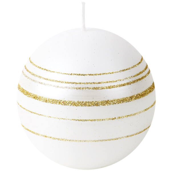 Weiße Kugelkerze, goldenen Ringen, Weihnachtskugelkerze