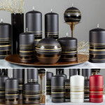 Weiße Kugelkerze, goldenen Ringen, Weihnachtskugelkerze