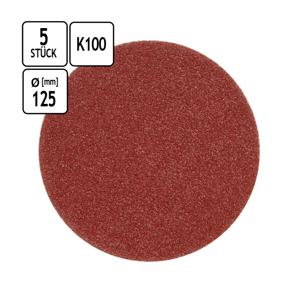 Klettscheiben 5er Set Schleifscheiben Ø 125 mm Fiberscheiben Körnung 100