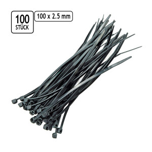 Kabelbinder Schwarz 100 x 2,5 mm UV-Beständig 100 Stück Kabelweghalter