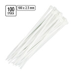 Kabelbinder Weiss 100 Stück UV Beständig 100 x 2,5 mm Kabelweg Halter
