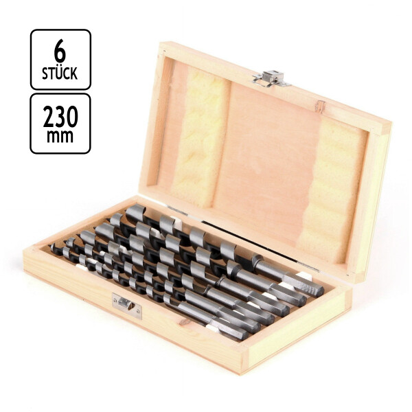 Spiralbohrer Satz 6-tlg lange Holzbohrer Ø 10 - 20 mm Schlangenbohrer 230 mm