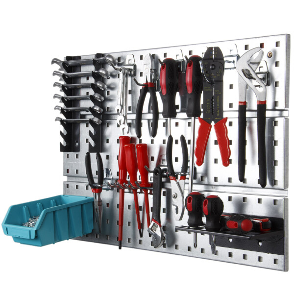 Lochwand Metall Werkzeugwand 58 x 38 cm Hakensortimet 17teilig Werkstattwand