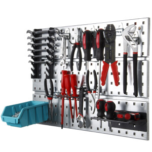 Lochwand Metall Werkzeugwand 58 x 38 cm Hakensortimet...