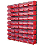 Regal mit 54 roten Kisten und Deckel 0,6 Liter