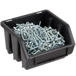 Wand mit Stapelboxen und Deckel in Schwarz