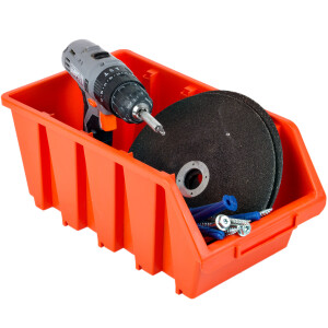 großer Lagerkasten in Orange 8 Liter Materialbehälter als Stapelbox