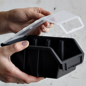 Stapelbox mit Deckel 1 Liter, Lagerkasten in Schwarz