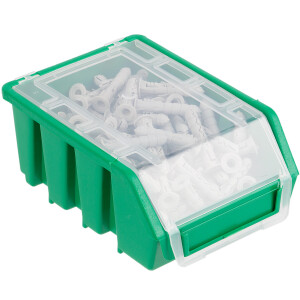 Werkstattkiste grün, mit Deckel 1 Liter, Stapelbox