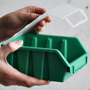 Werkstattkiste grün, mit Deckel 1 Liter, Stapelbox