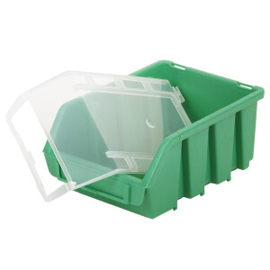 Werkstattkiste grün, mit Deckel 1 Liter, Stapelbox