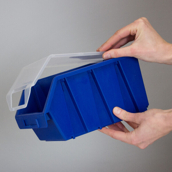 Stapelbox mit Klappdeckel 3,8 Liter, Werkstattkiste Blau
