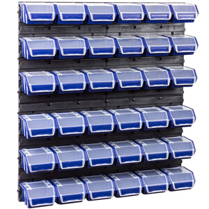 hohe Traglast Werkstattwand mit blauen Deckel-Kisten