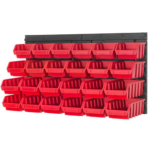 Sichtlagerkasten Lagerregal mit 24 roten Boxen in drei...