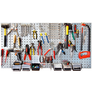 Werkzeugwand 115 x 60 cm 48teilig Metall Lochwand Hakensortiment Stapelboxen