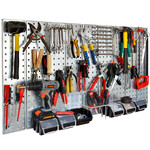 Werkzeugwand 115 x 60 cm 48teilig Metall Lochwand Hakensortiment Stapelboxen
