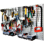 Werkzeugwand 115 x 60 cm 48teilig Metall Lochwand Hakensortiment Stapelboxen
