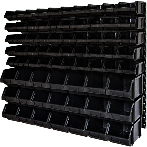 Stapelboxen Wandregal 1035 x 770 mm modulare Boxen 2 Größen 77teilig