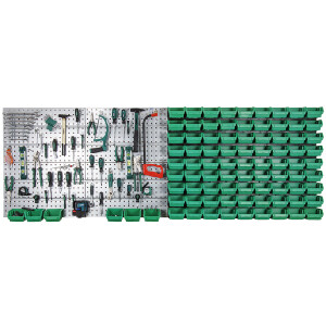 Werkzeugwand Lochwand 135-teilig 2,20 Meter, mit Sichtlagerkästen