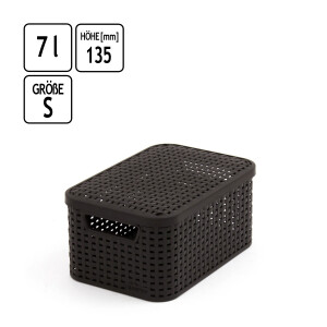 Aufbewahrungskorb Rattan Style 9 Liter Curver Rattan Optik Deckel Box
