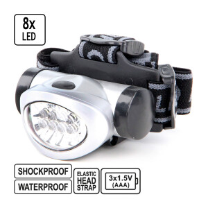 Kopfband Stirnlampe mit 8 LEDs, Werkstattlampe, Sportlampe