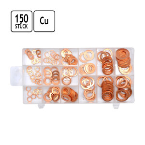 Unterlegscheiben aus Kupfer, 150 tlg., Kupferringe, Sortiment-Set