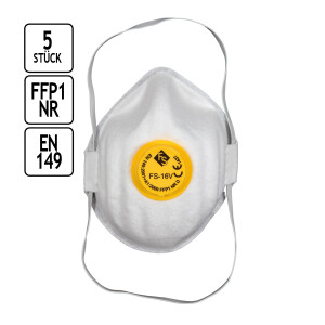 Feinstaubmaske mit Ventil, 5er-Set FFP1-Atemschutzmasken