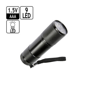 Mini-Taschenlampe mit 9 LEDs aus Aluminium