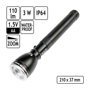 Taschenlampe, 210 mm aus Aluminium mit Gürteltasche, 110 Lumen