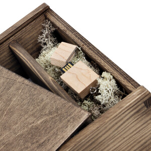 Kiste aus Holz mit Schiebedeckel und 2 Fächern, 32 × 21 × 6 cm