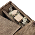 Kiste aus Holz mit Schiebedeckel und 2 Fächern, 32 × 21 × 6 cm