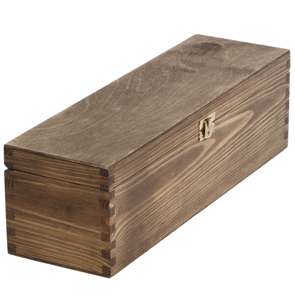 Holzkiste mit Deckel und Schloss, Flaschenkiste, 36 x 11 x 10 cm